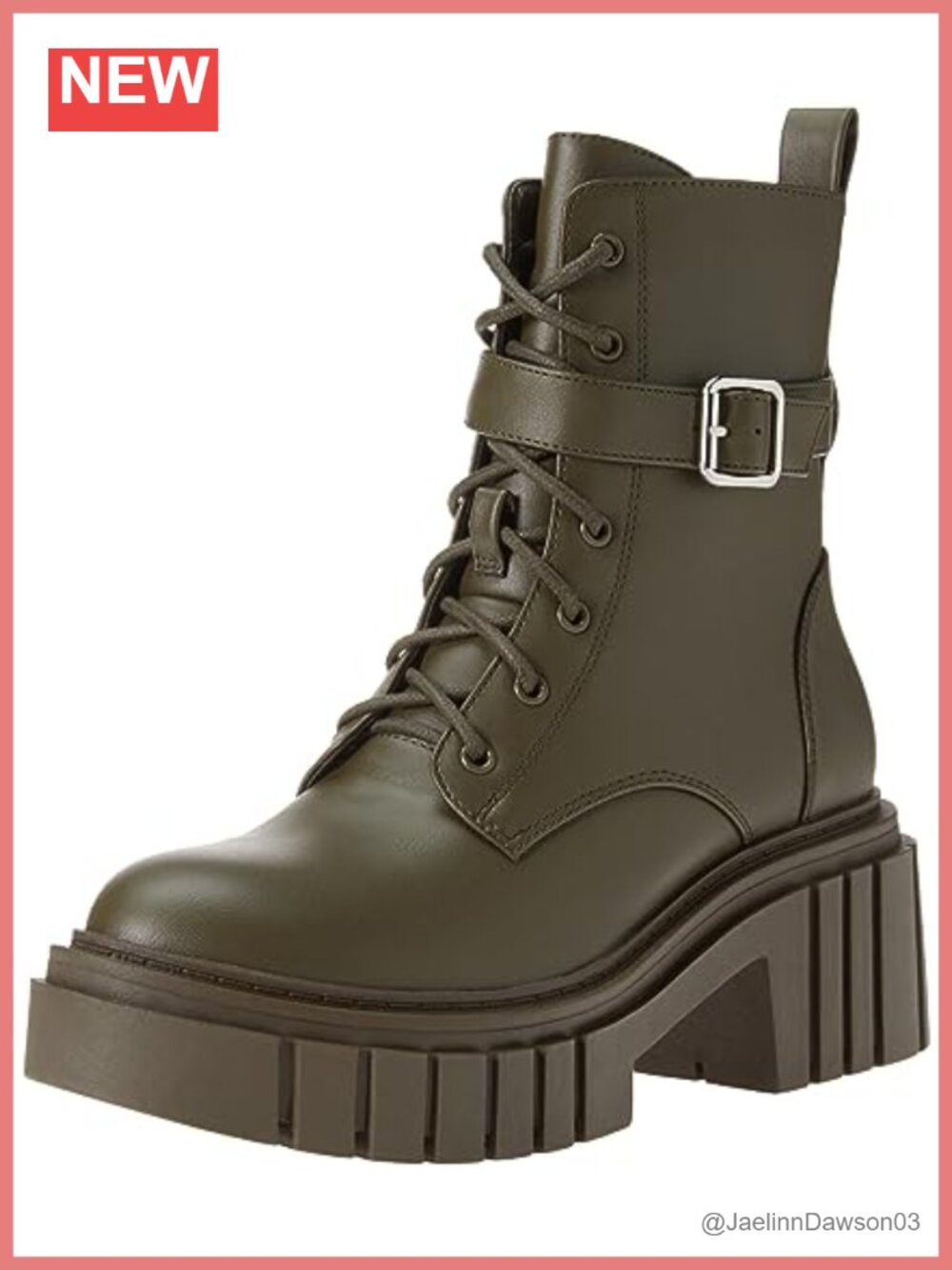 Womens Faux Leather Lace Up Platform Combat Boots Ankle High 3.62 Inch